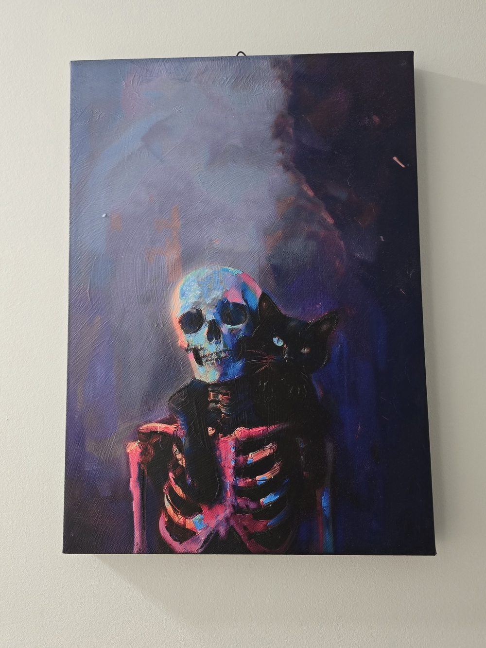 Ashland Neon Skeleton and Black Cat Canvas